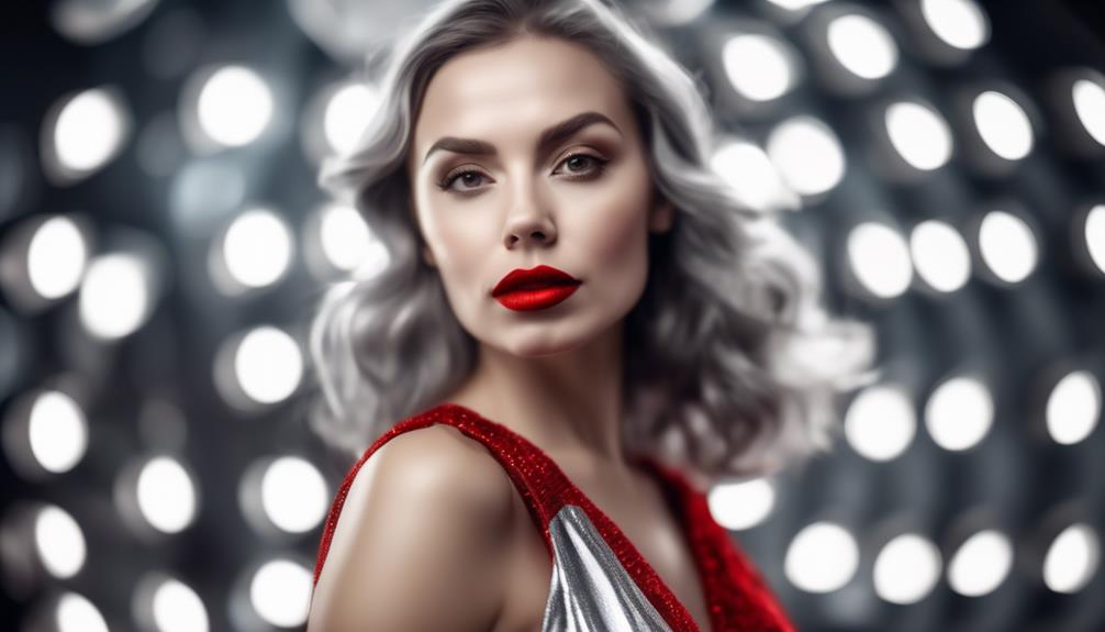 timeless red lips complement silver dresses